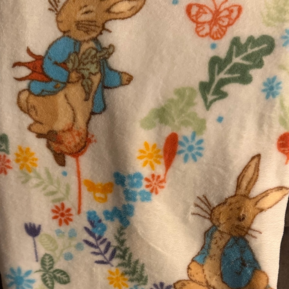 NWT Beatrix Potter Peter Rabbit Easter Spring Floral Plush Throw 60x70~Oversized